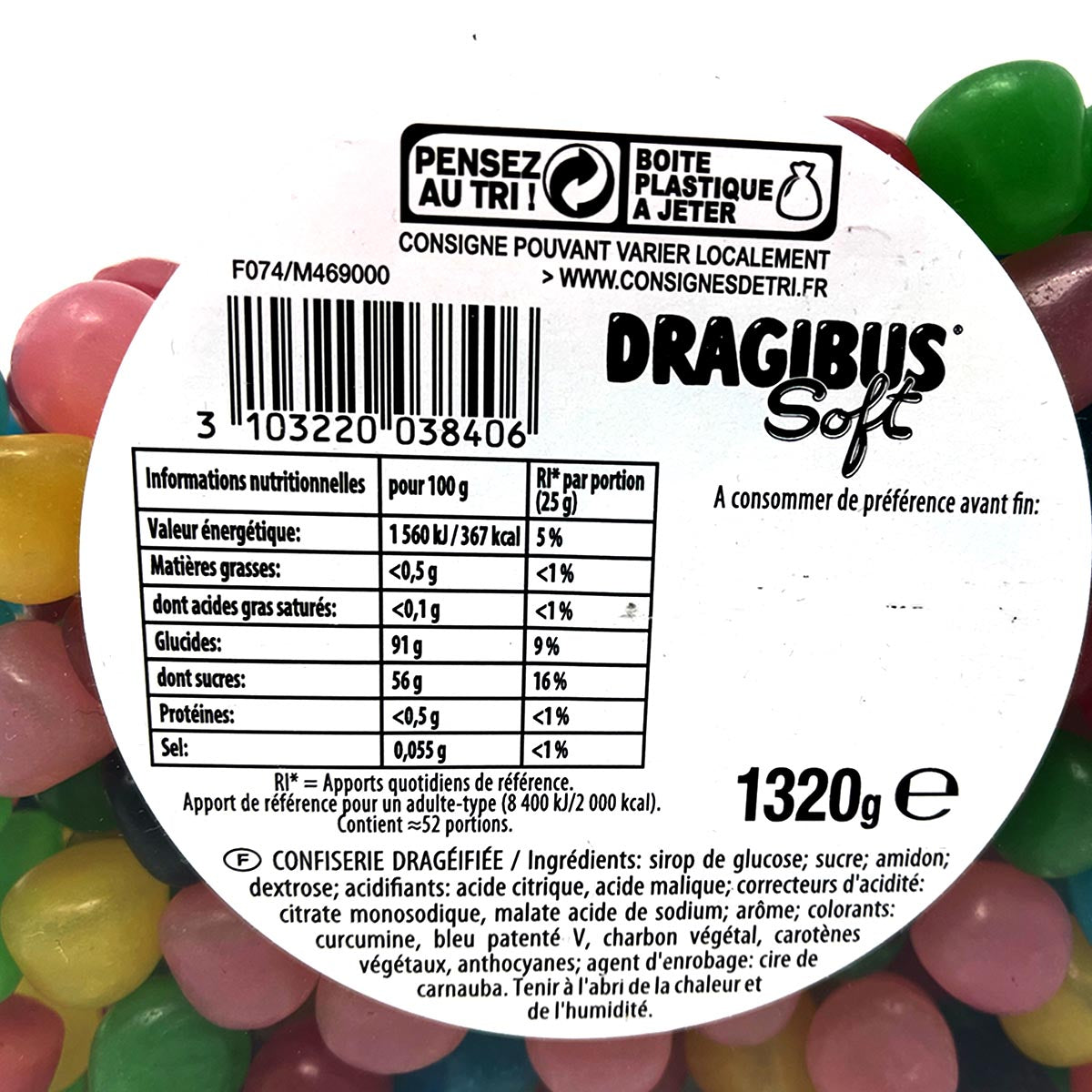 Haribo Dragibus: Bunte Soft-Kaubonbons, 300 Stück aus Frankreich, Fruchtmix