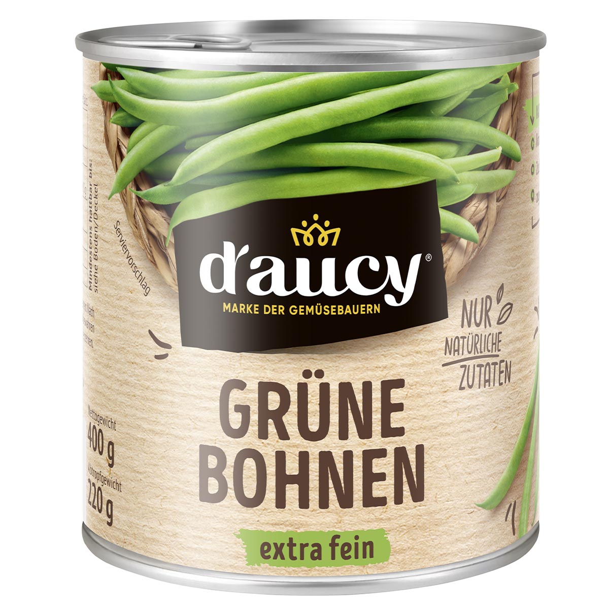 d'aucy Grüne Bohnen extra fein (400g) – Knackig für Salat & warme Gerichte
