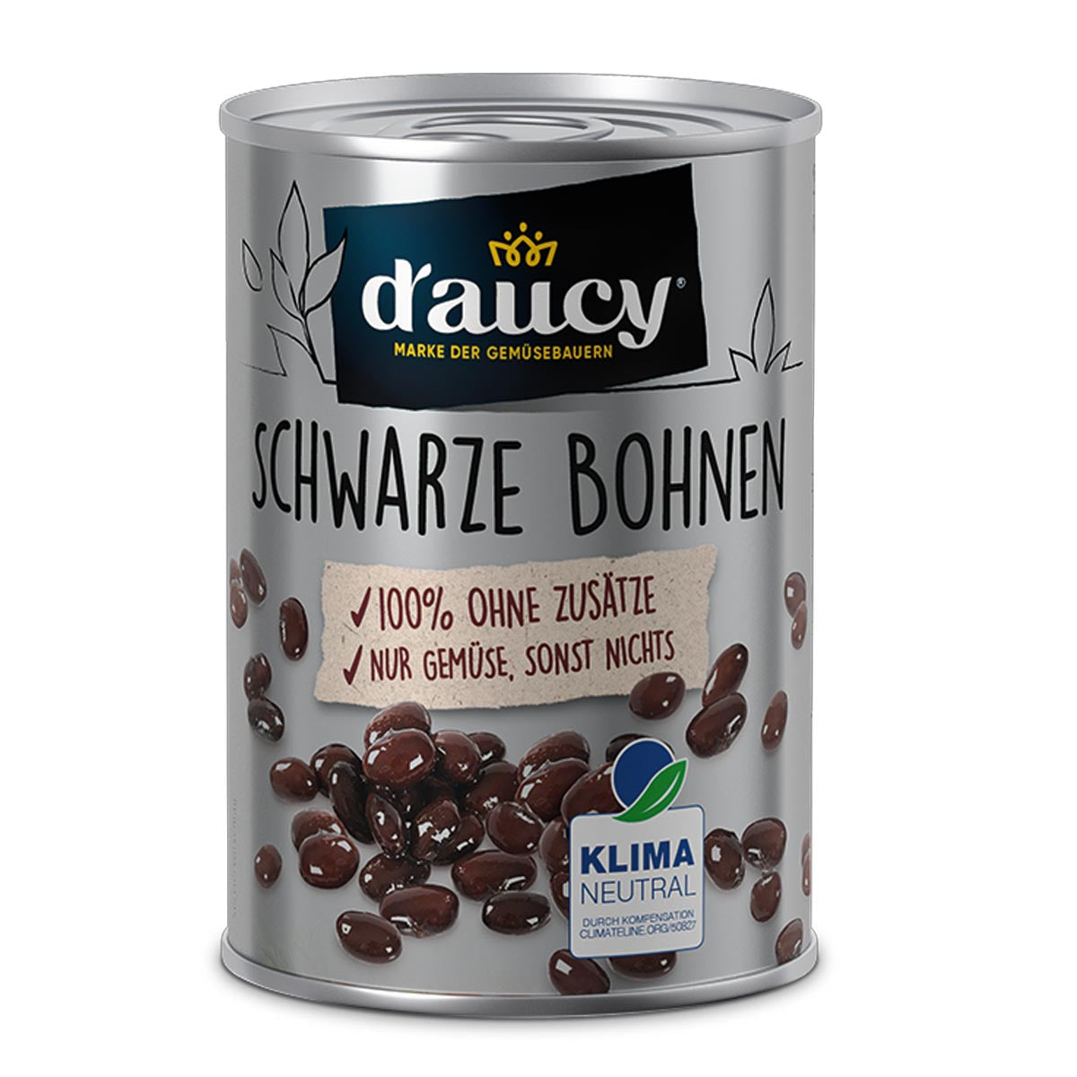 d'aucy Schwarze Bohnen - ohne Salz & Zuckerzusatz, ohne Konservierungsstoffe 3 x 110 Gr.