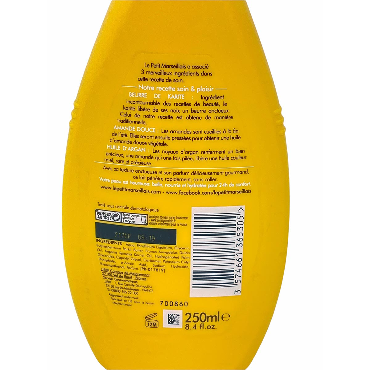 Le Petit Marseillais Körperlotion mit Mandel- und Arganöl - 250ml pure Pflege