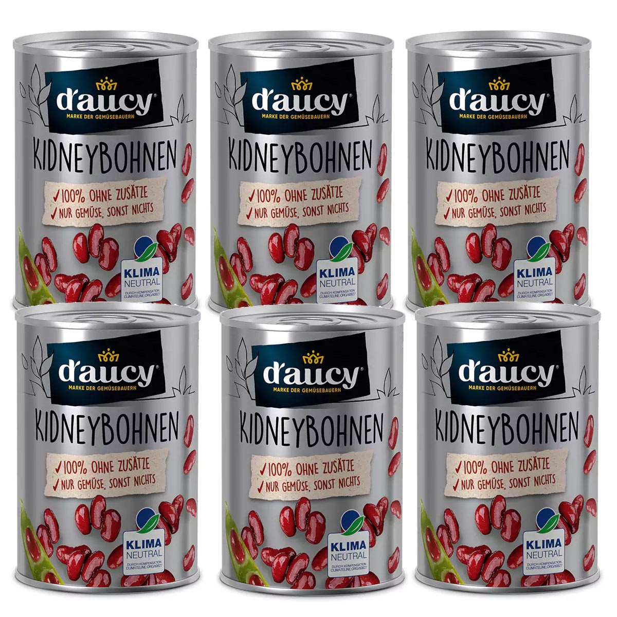 d'aucy Rote Kidneybohnen – Natürliche Vielfalt, Ohne Salz & Zuckerzusatz, 285g Dose