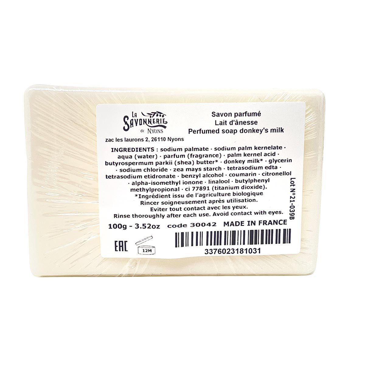 La Savonnerie De Nyons BIO Seife Eselsmilch Savon au lait d'ânesse 100 Gramm