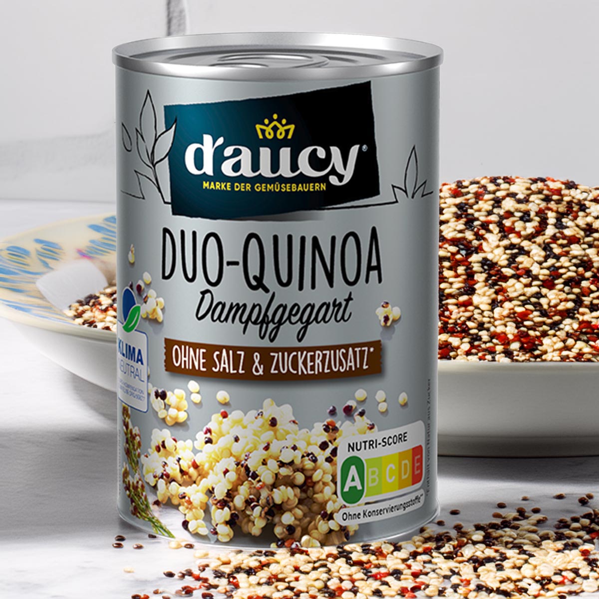 d'aucy Duo-Quinoa - 100% ohne Salz und Zuckerzusatz, 12 x 110 Gramm Dose