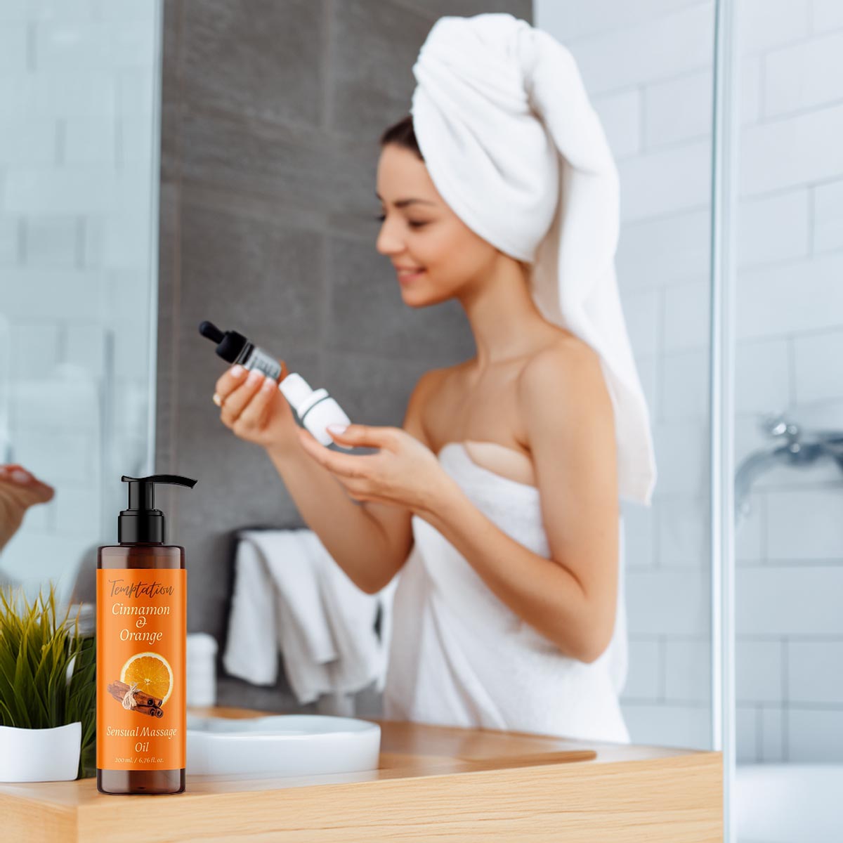 QKnatur Sinnliches Massageöl Orange-Zimt – 200 ml, ideal für alle Körpermassagen