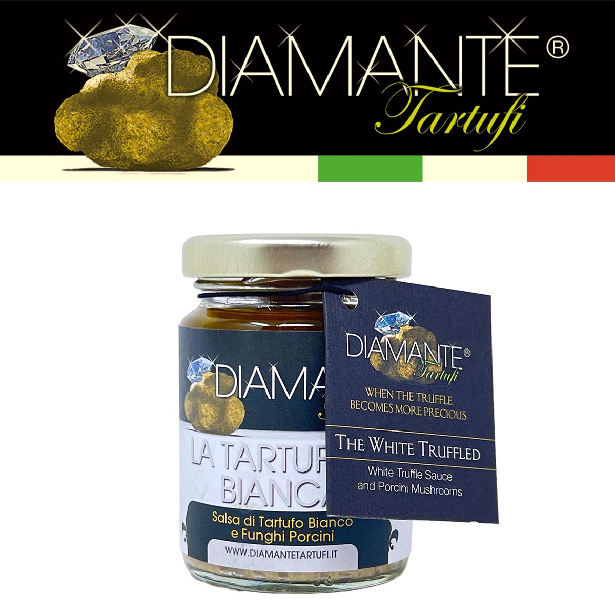 DIAMANTE TARTUFI Weißer Trüffel Pesto Trüffelsauce - Luxus für Gourmets, 130g