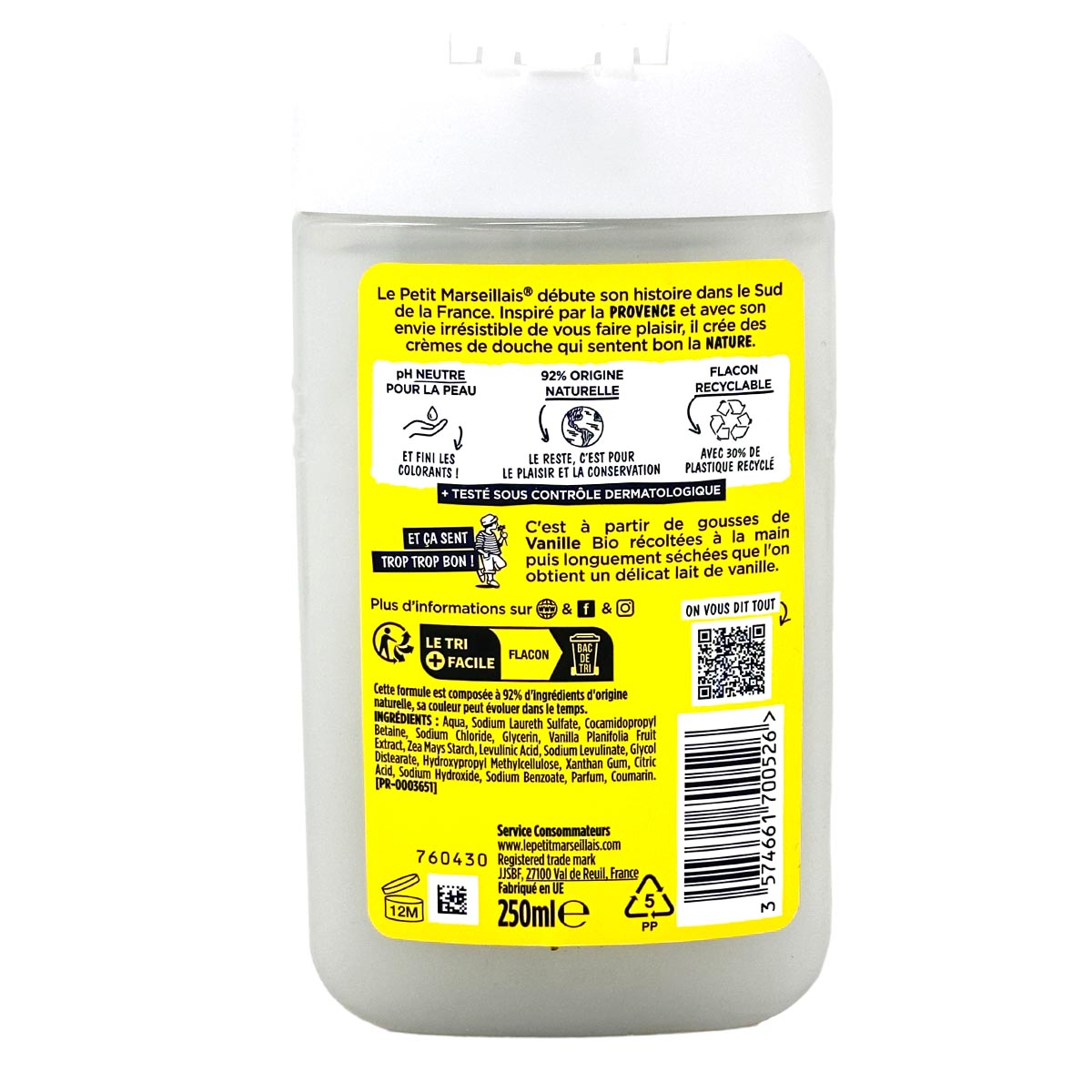 Le Petit Marseillais Vanillemilch Duschgel 6x 250ml – Verwöhnende Reinigung