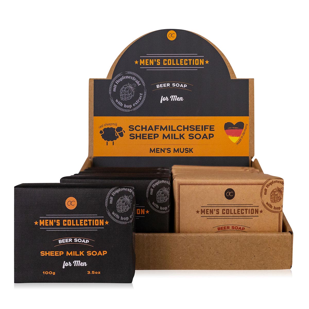 BOTANIC SPA Schafmilchseife MEN's Collection – Handgefertigt mit Hopfenextrakt, 2x100g