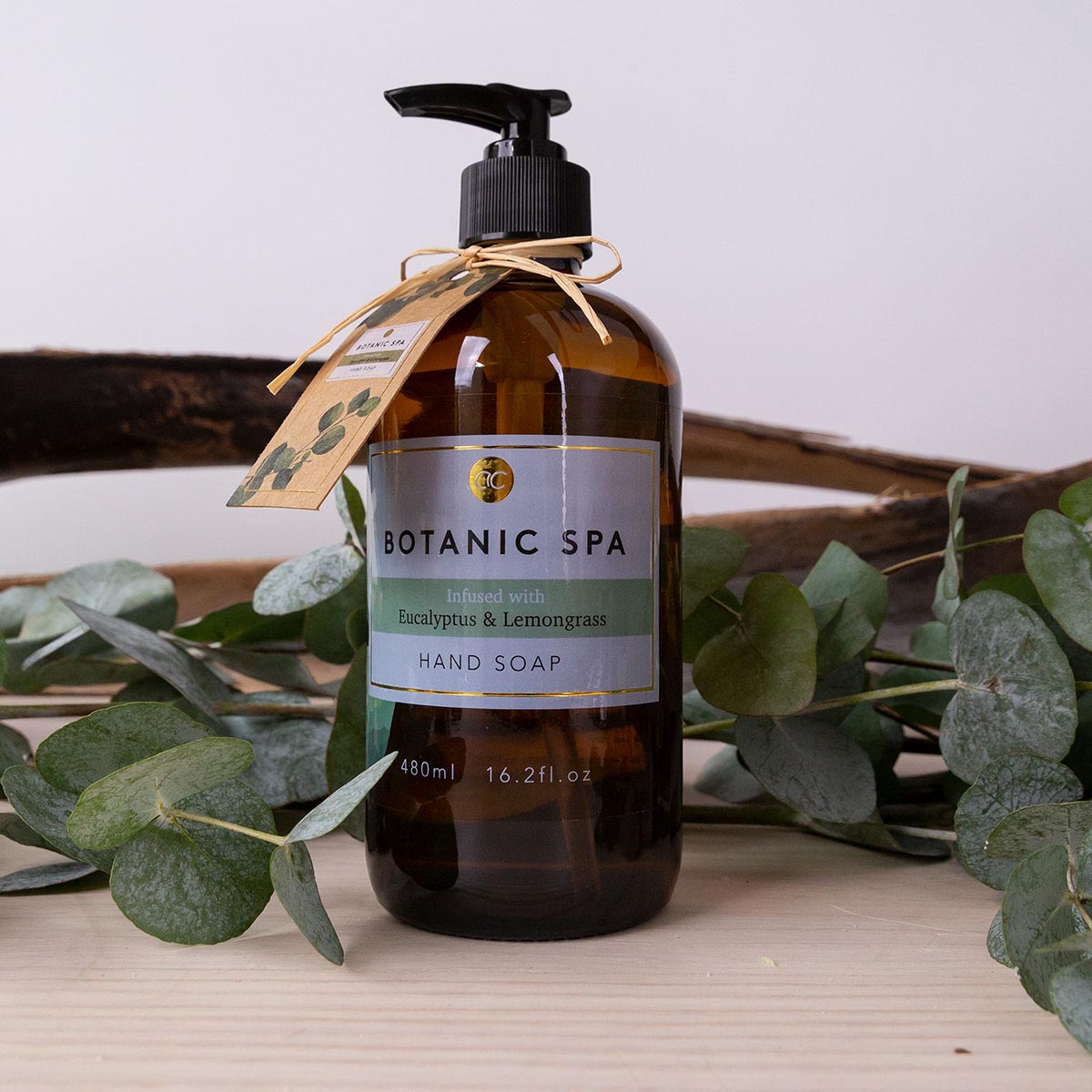 BOTANIC SPA Handseife im Glas-Pumpspender – Mit Eukalyptusöl, 480 ml, natürlich & pflegend
