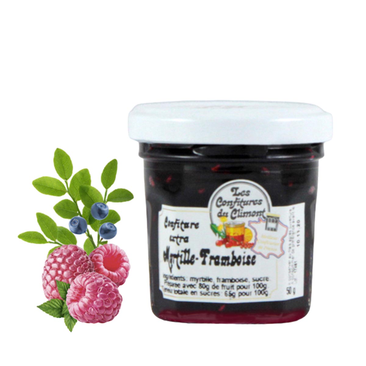 Les Confitures du Climont Heidelbeere-Himbeere Konfitüre extra 50g – Fruchtig & Aromatisch