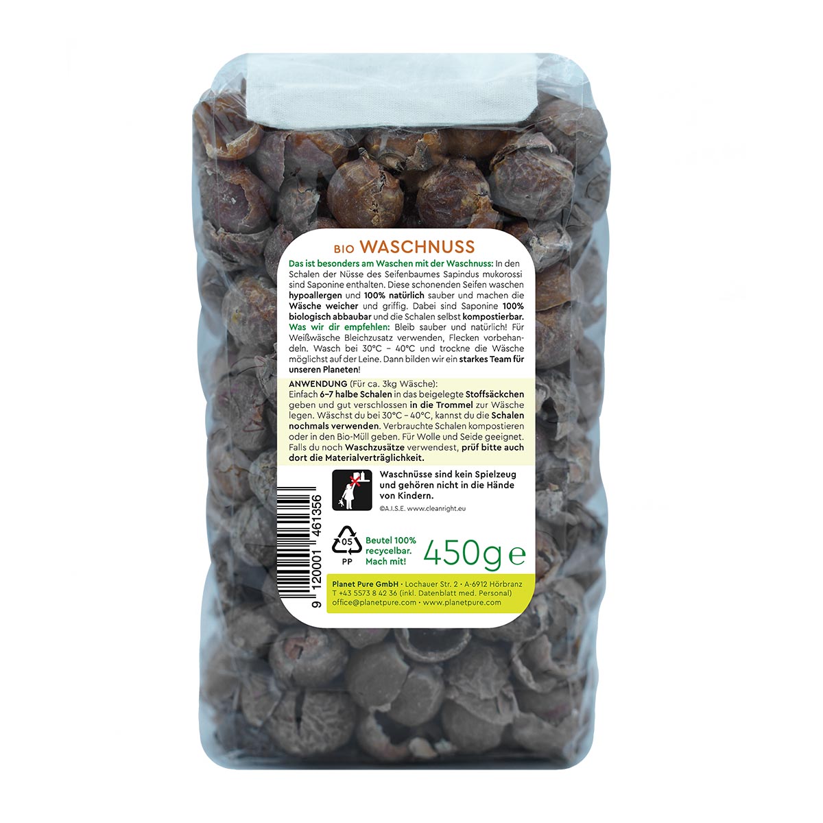 PLANET PURE Bio-Waschnuss natürlich sauber unbehandelte Schale der Waschnuss 90 WL