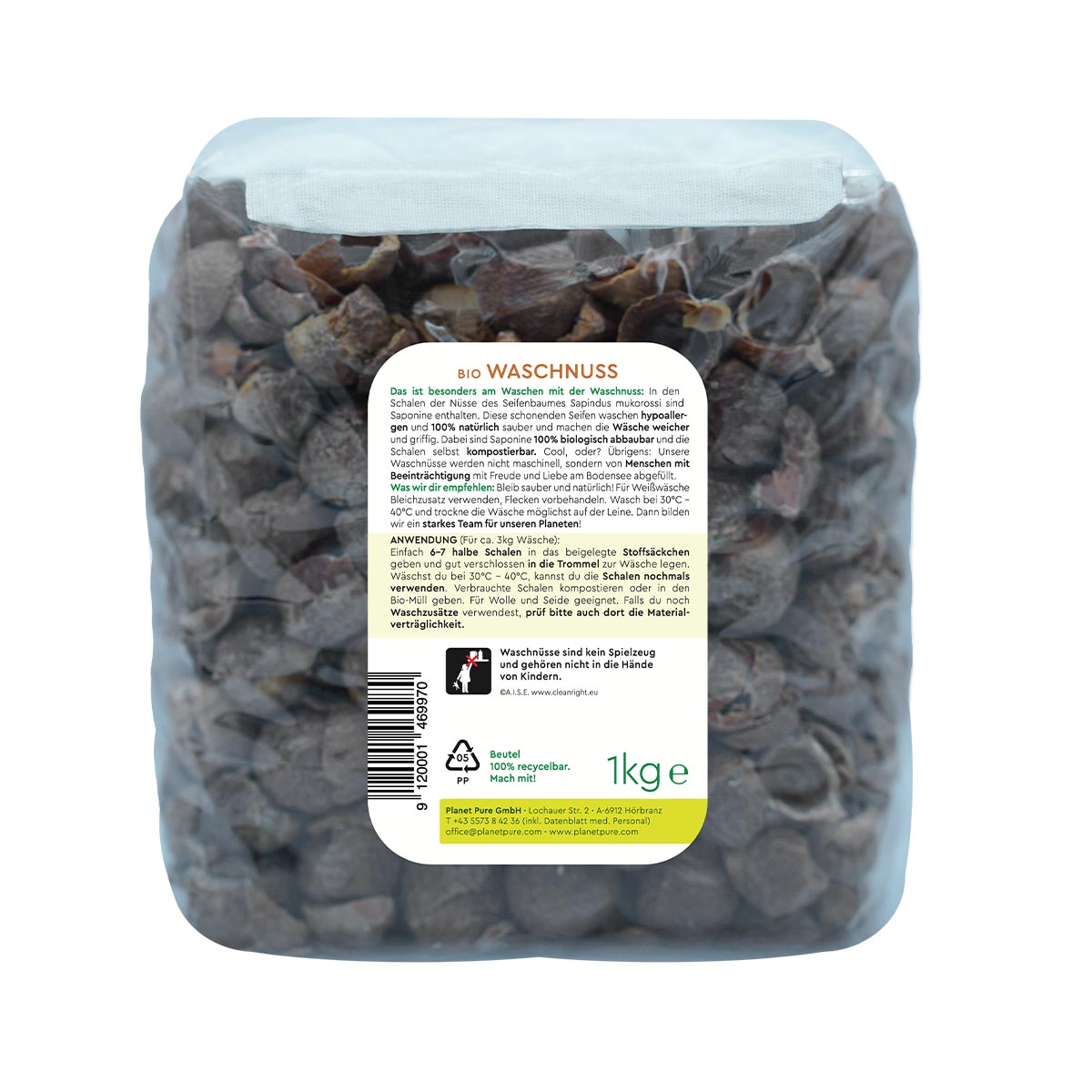 PLANET PURE Bio-Waschnuss natürlich sauber unbehandelte Schale der Waschnuss 200 WL
