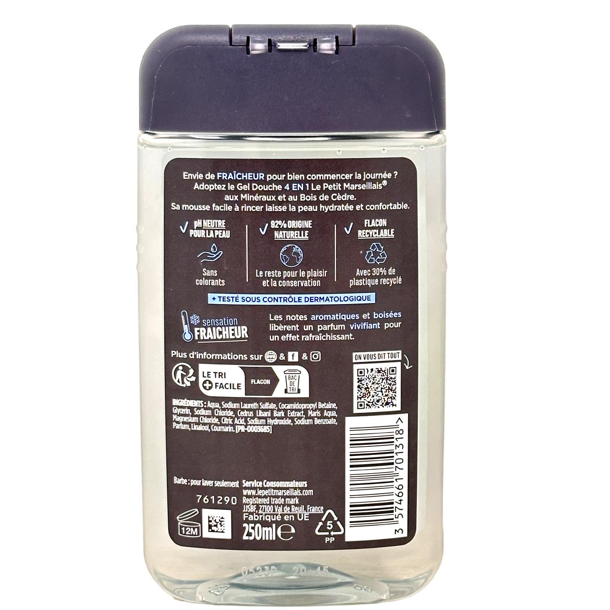 Le Petit Marseillais Duschgel Zedernholz & Mineralien 3 x 250 ml – Pflegende Frische