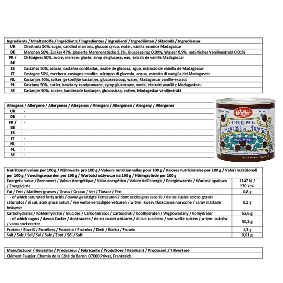 Clement Faugier Die originale Maronencreme aus Frankreich 6 x 992 Gramm