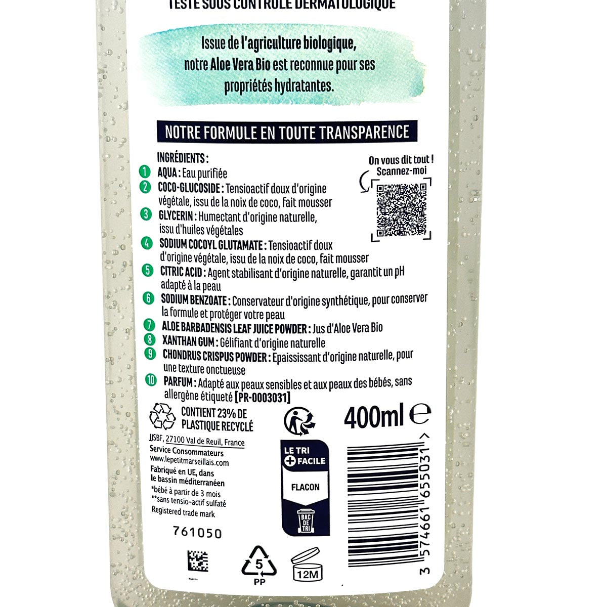 Le Petit Marseillais Duschgel Aloe Vera Bio 400 ml – Sanfte, hochverträgliche Pflege