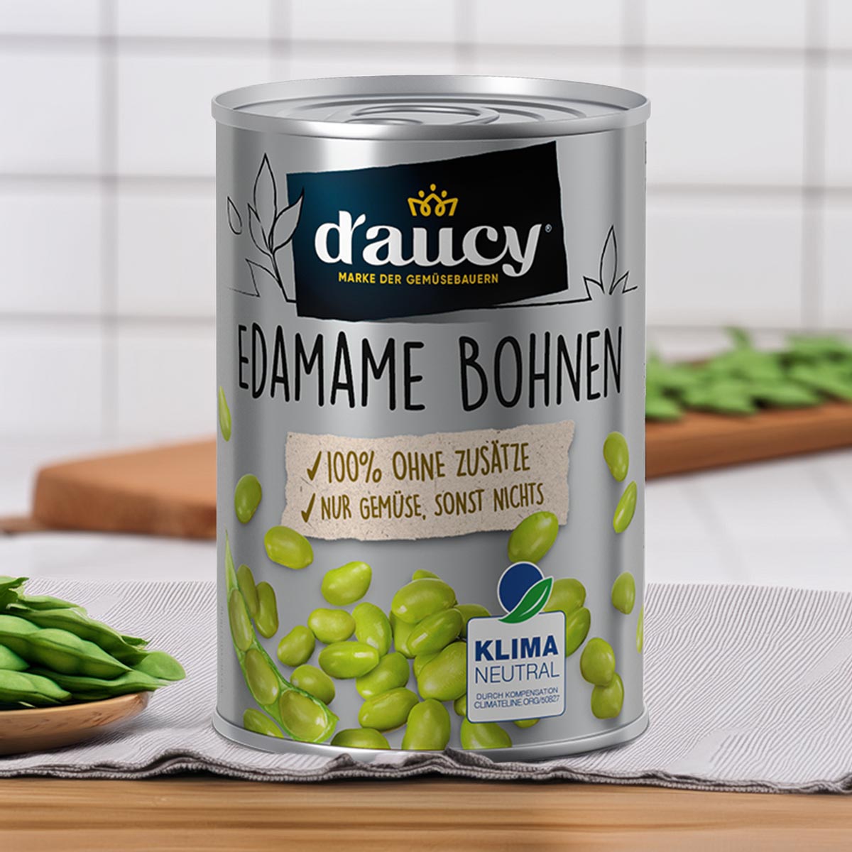 d'aucy Edamame Bohnen - 100% ohne Salz und Zuckerzusatz, 110 Gramm Dose