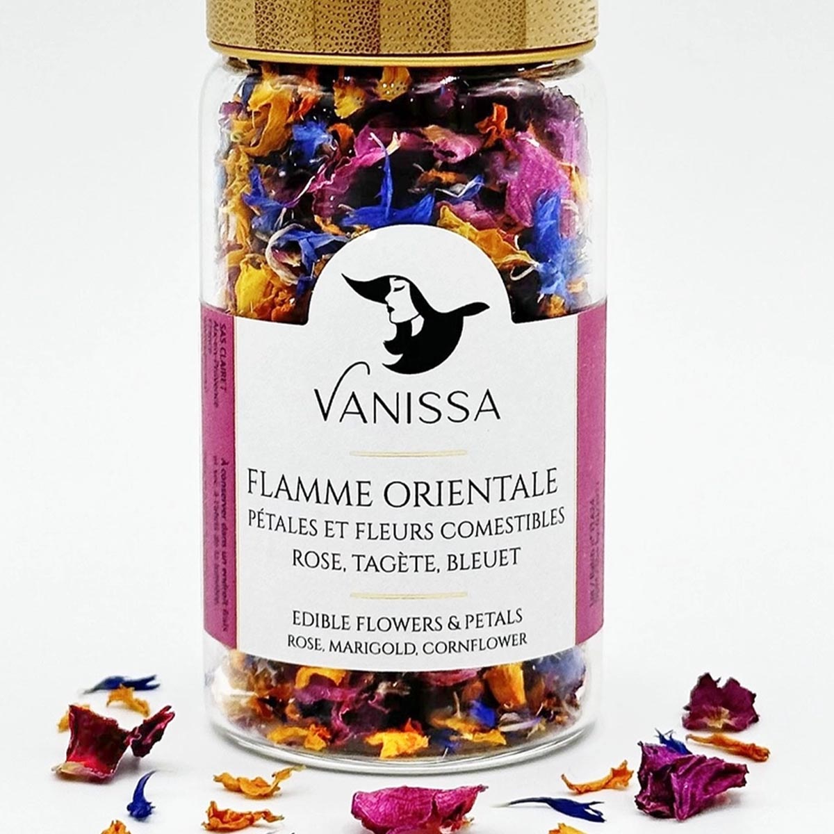 Vanissa Flamme Orientale - Essbare Blütenblätter: Rose, Ringelblume, Kornblume