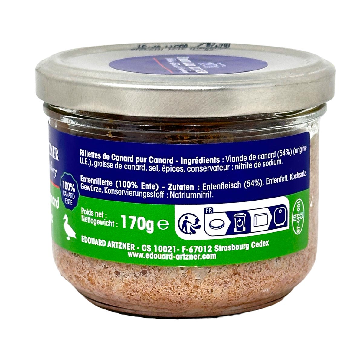 Edouard Artzner Enten Rillette - Zarte Delikatesse aus Entenfleisch, aus Frankreich