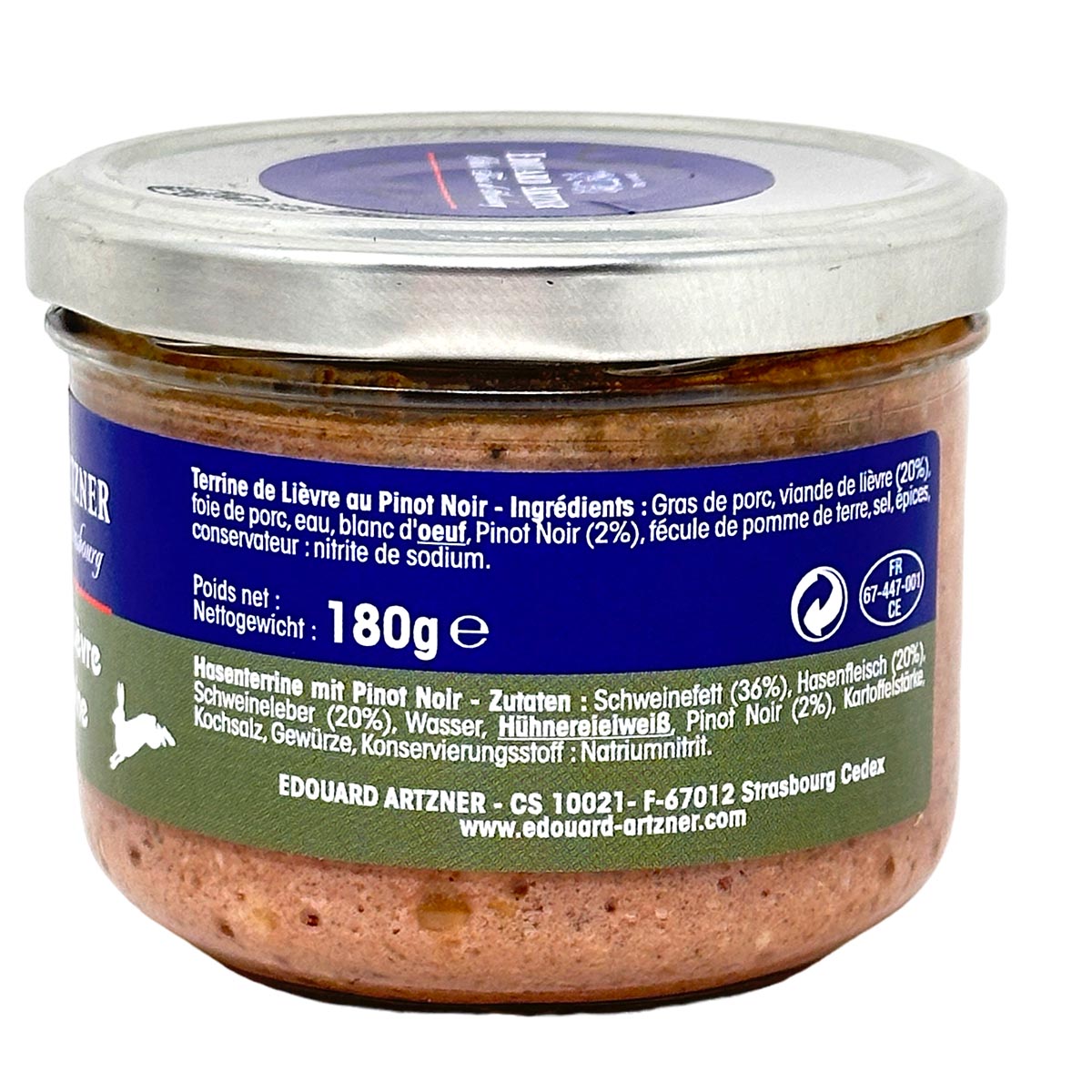 Edouard Artzner Hasenterrine mit Pinot Noir - Feine Delikatesse aus dem Elsass
