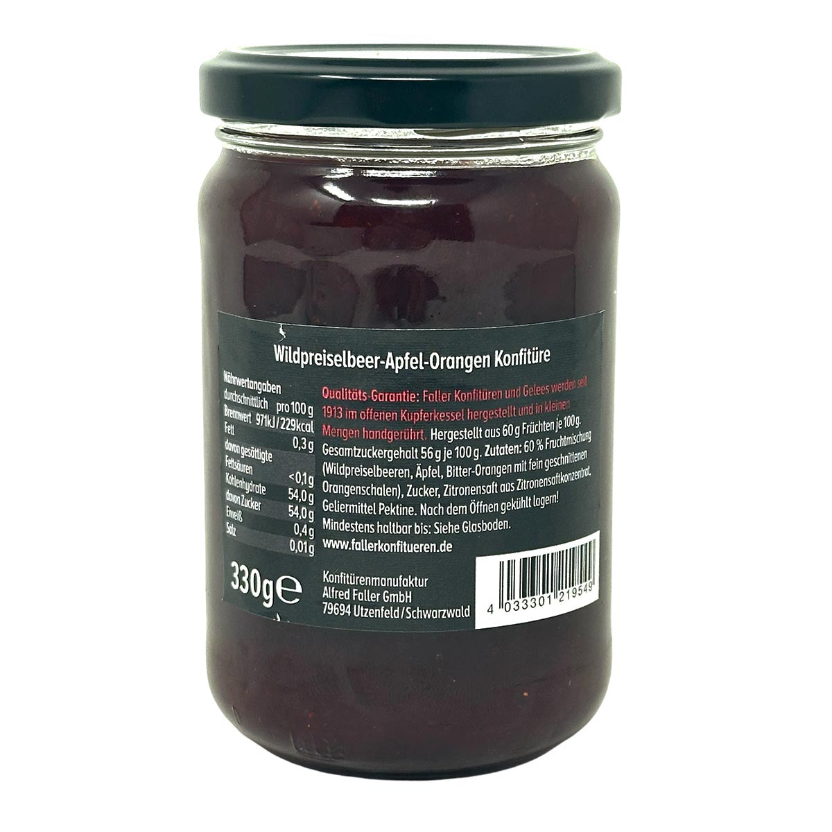 Faller Wildpreiselbeer-Apfel-Orangen Konfitüre – Hausgemachter Genuss aus dem Schwarzwald
