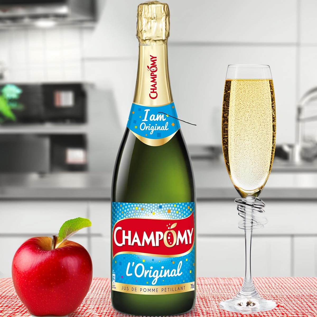 CHAMPOMY original. Apfelsaft mit Kohlensäure versetzt 0,75 Liter alkoholfrei
