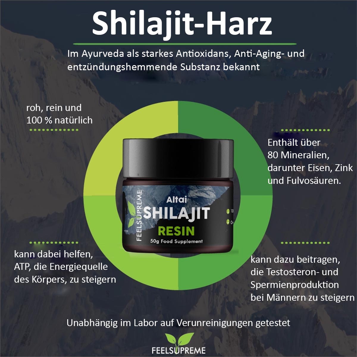 Feel Supreme Altai Shilajit Harz: 50 g mit über 80 Spurenelementen