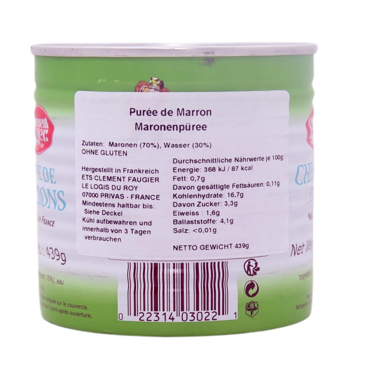 Clement Faugier Das originale Maronenpüree aus Frankreich 439 Gramm