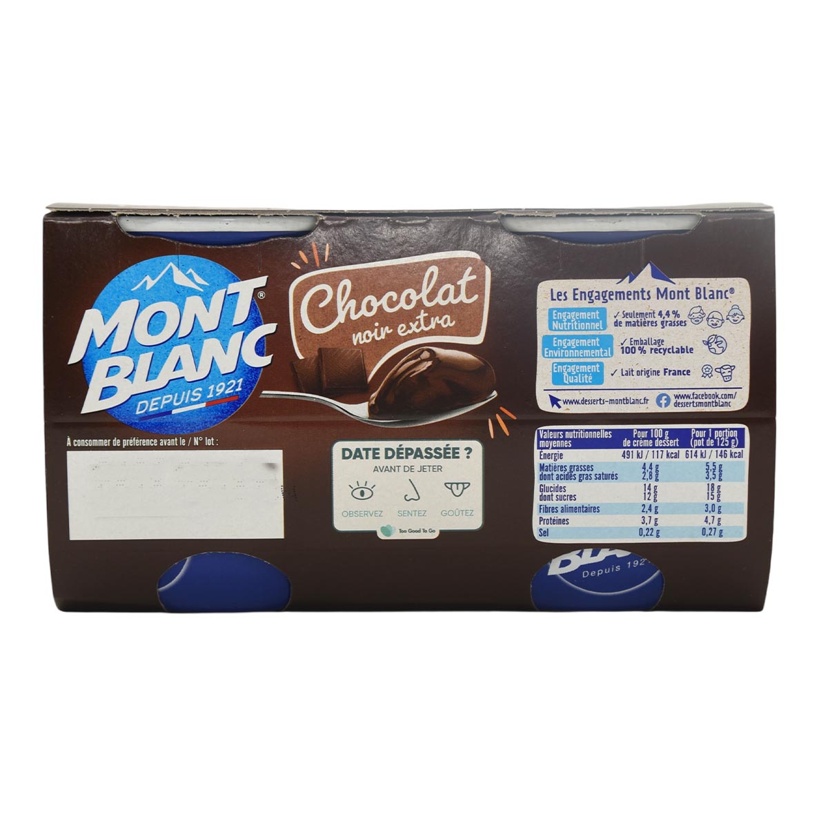 Mont Blanc La Crème Dessert au Chocolat Noir: Cremiger Schokoladengenuss in jeder Portion 4 x 125g