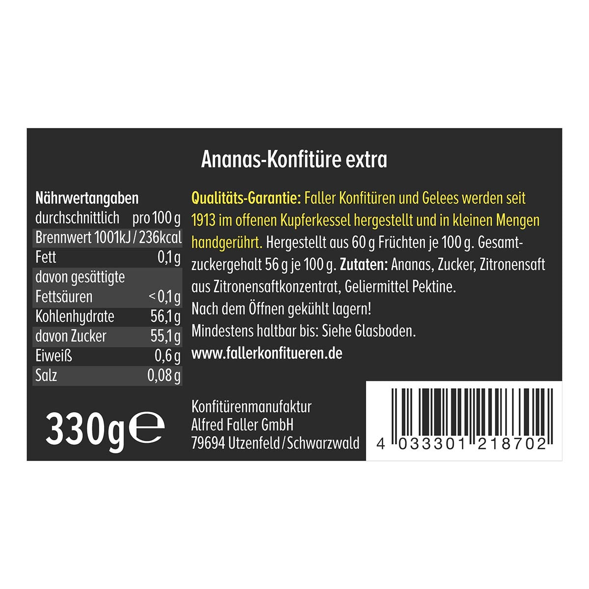 Faller Ananas-Konfitüre extra – Hausgemachter Genuss aus dem Schwarzwald