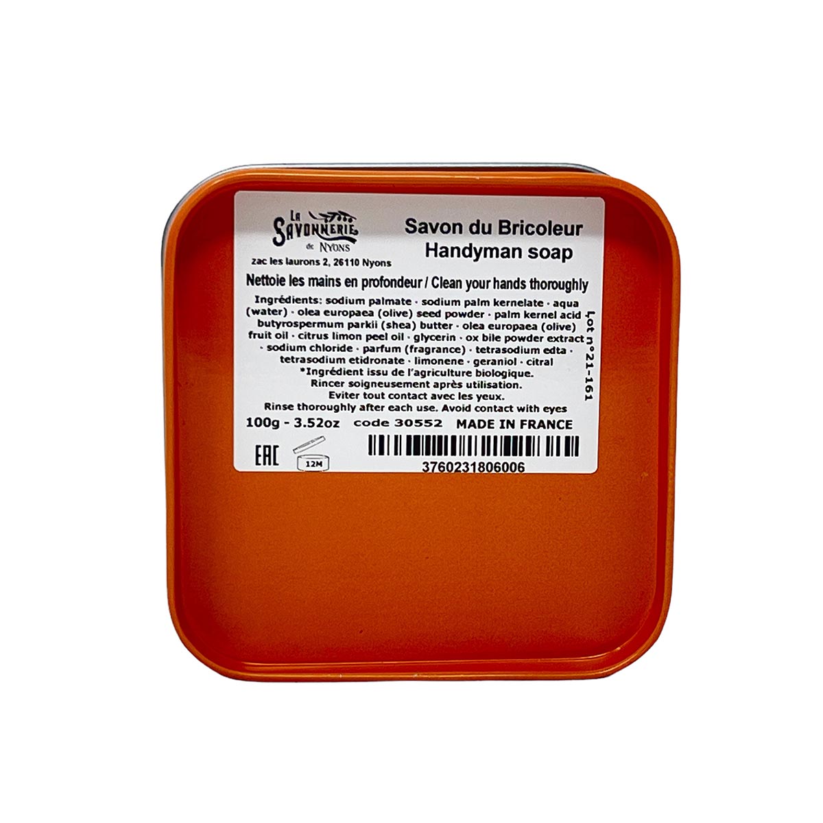 La Savonnerie De Nyons Seife in der Metalldose Handwerker Seife 100 Gramm