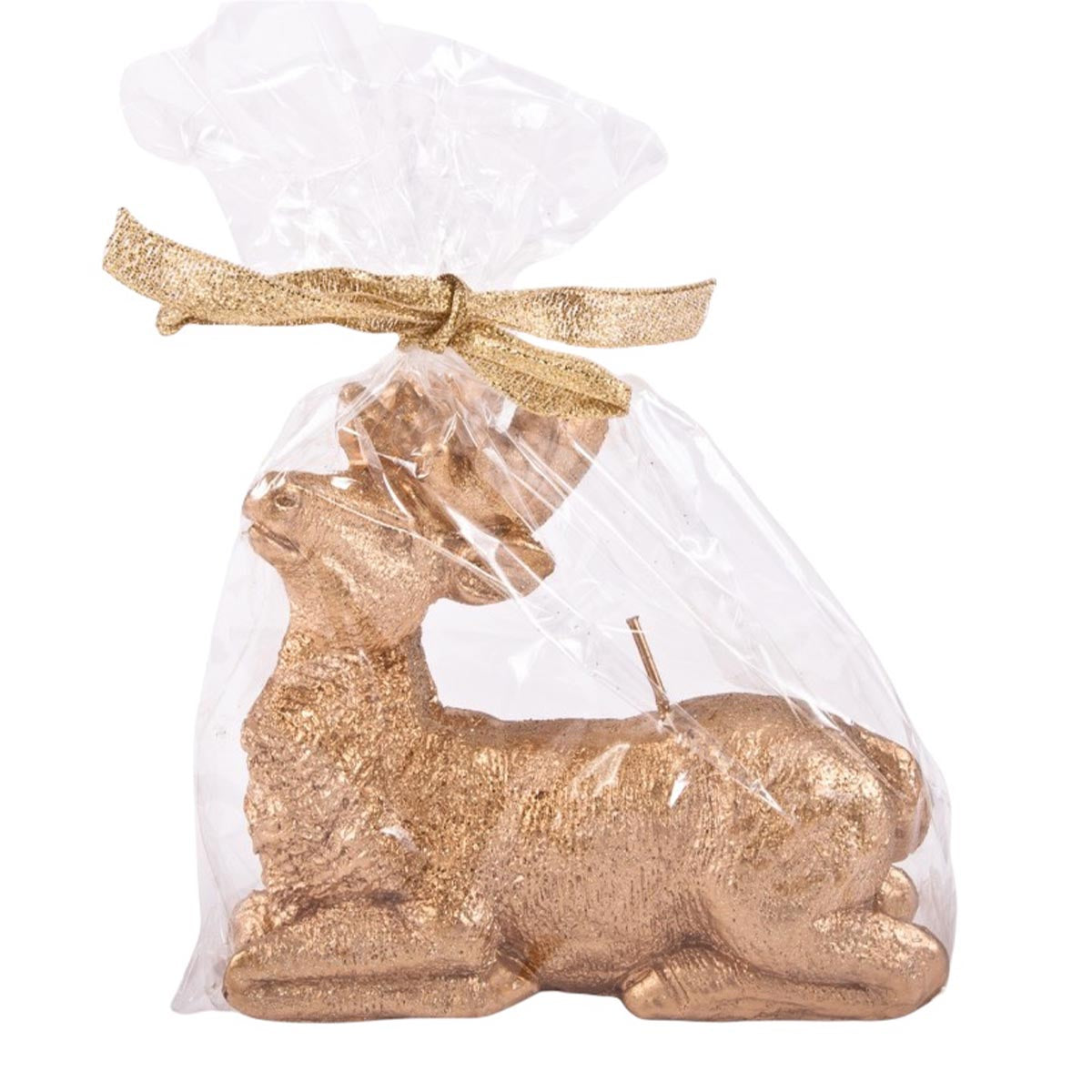 Goldene Hirschkerze - Dekorative Weihnachtskerze - Goldfarben - 17cm