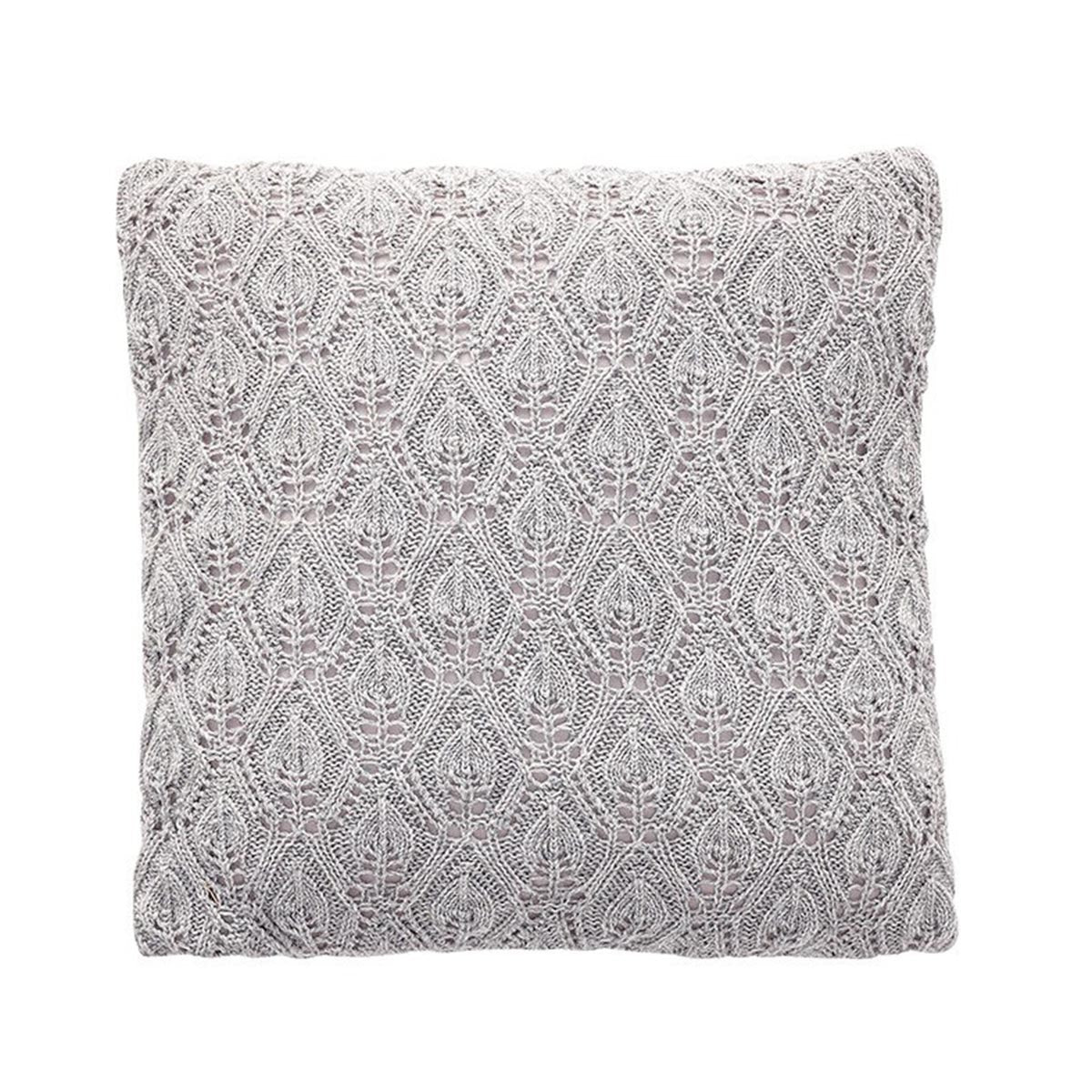 HÜBSCH 227004 Kissen mit Muster, grau, Lammwolle, incl. Füllung, 45x45cm