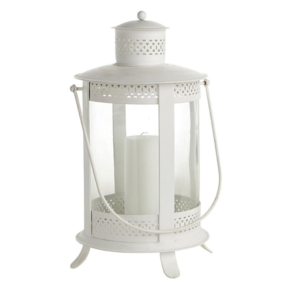 HÜBSCH Laterne 'Britta' - Weiß, Small, 28x46cm: Elegantes Lichtspiel für Ihr Zuhause