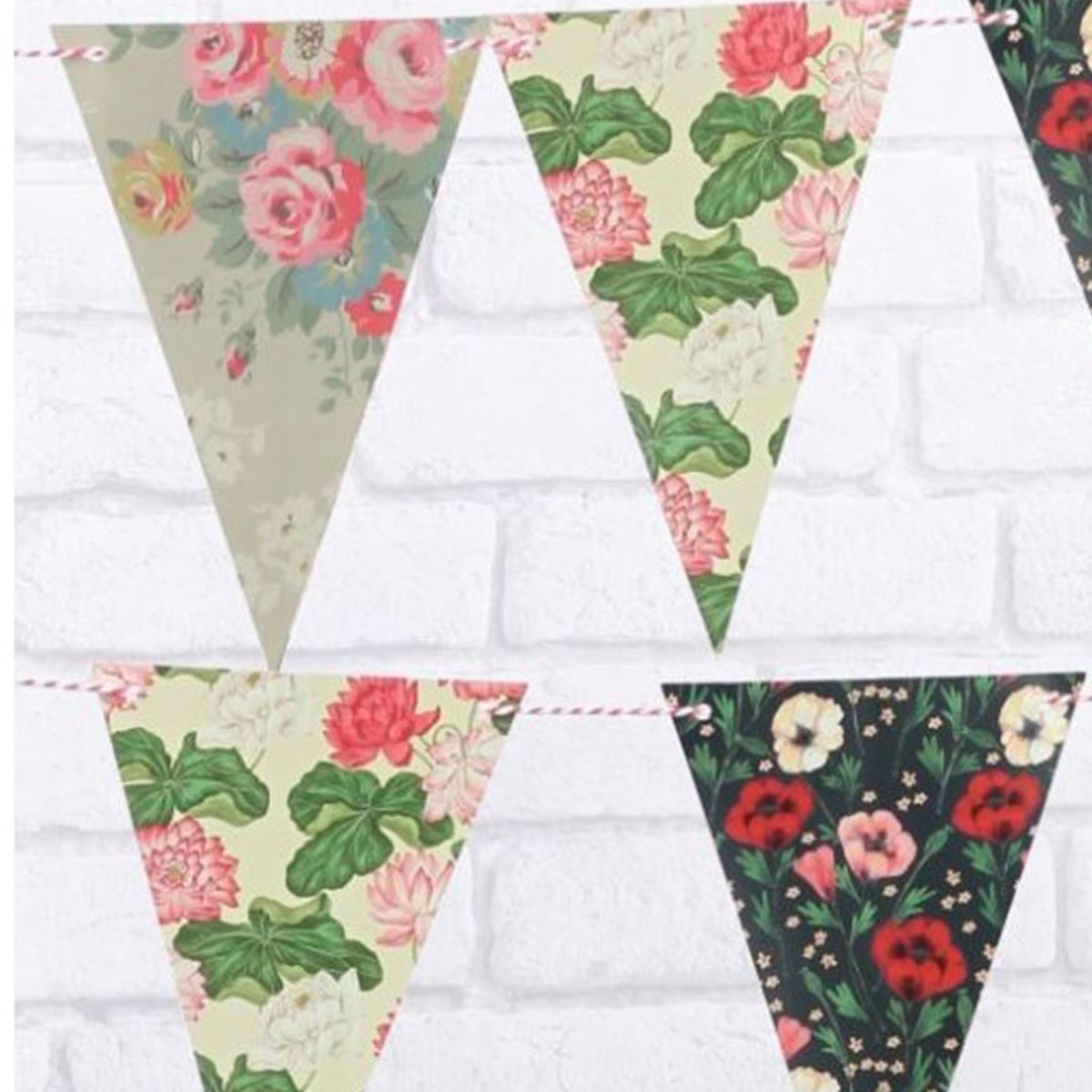 DOIY DESIGN Party Flags FLORAL, Party Flaggen Geburtstage 15m, 20x12cm