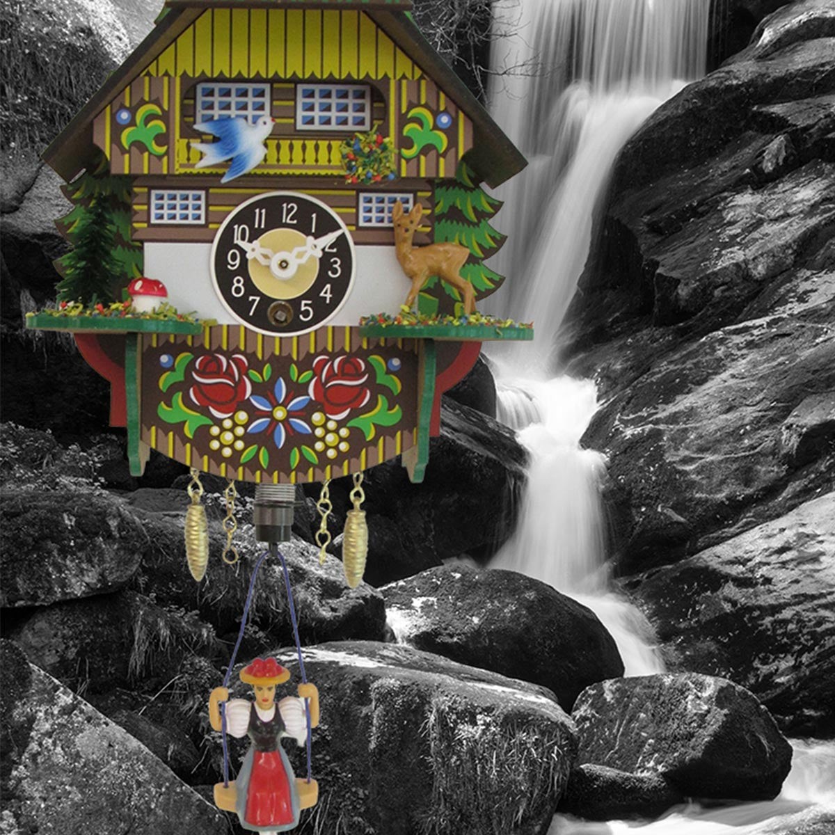 FeineHeimat Wipp Aufzieh Uhr Schwarzwald Haus 13 x 16 cm Made in Germany