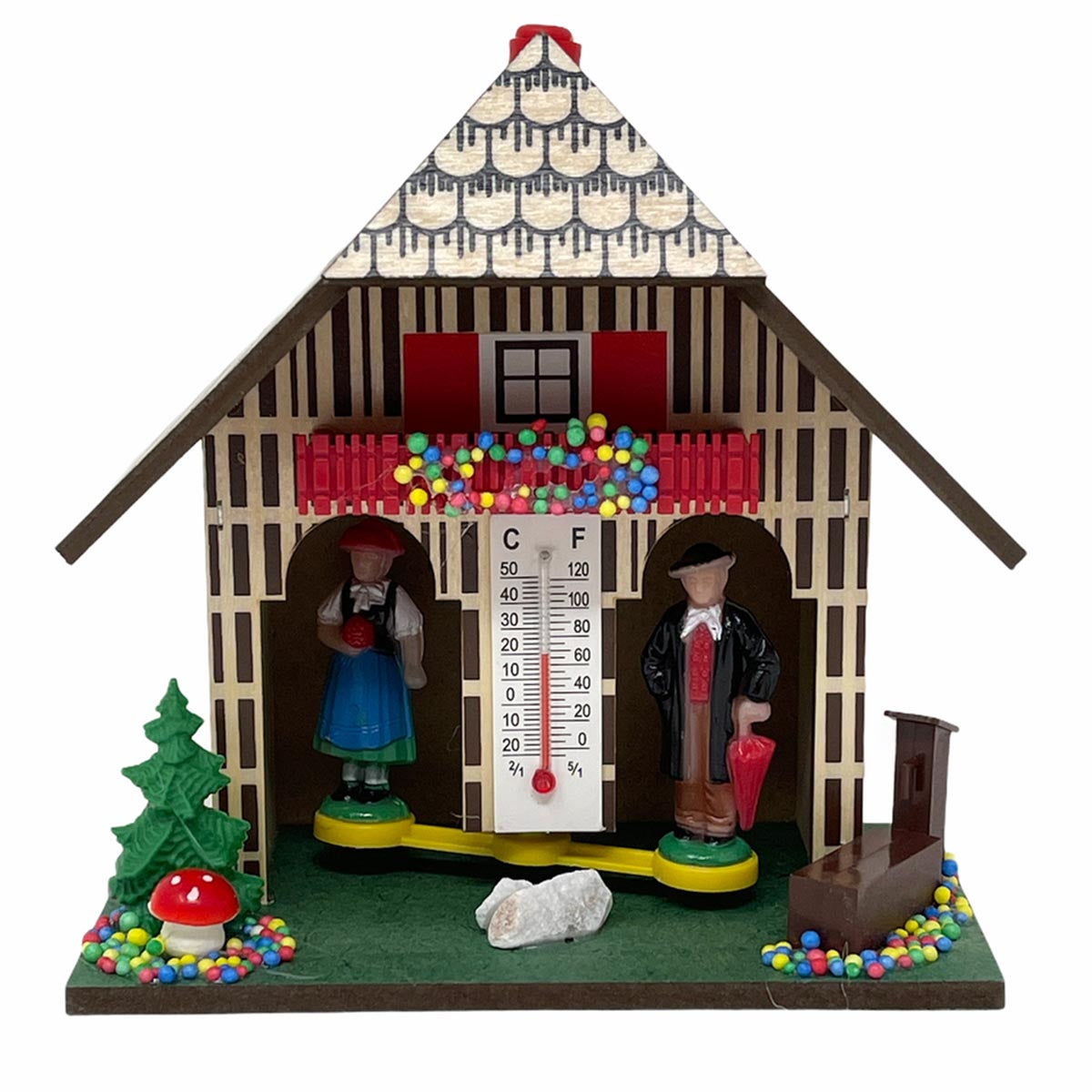 FeineHeimat Original Schwarzwald Wetterstation: Holz, Made in Germany, 12 cm, Mit Thermometer