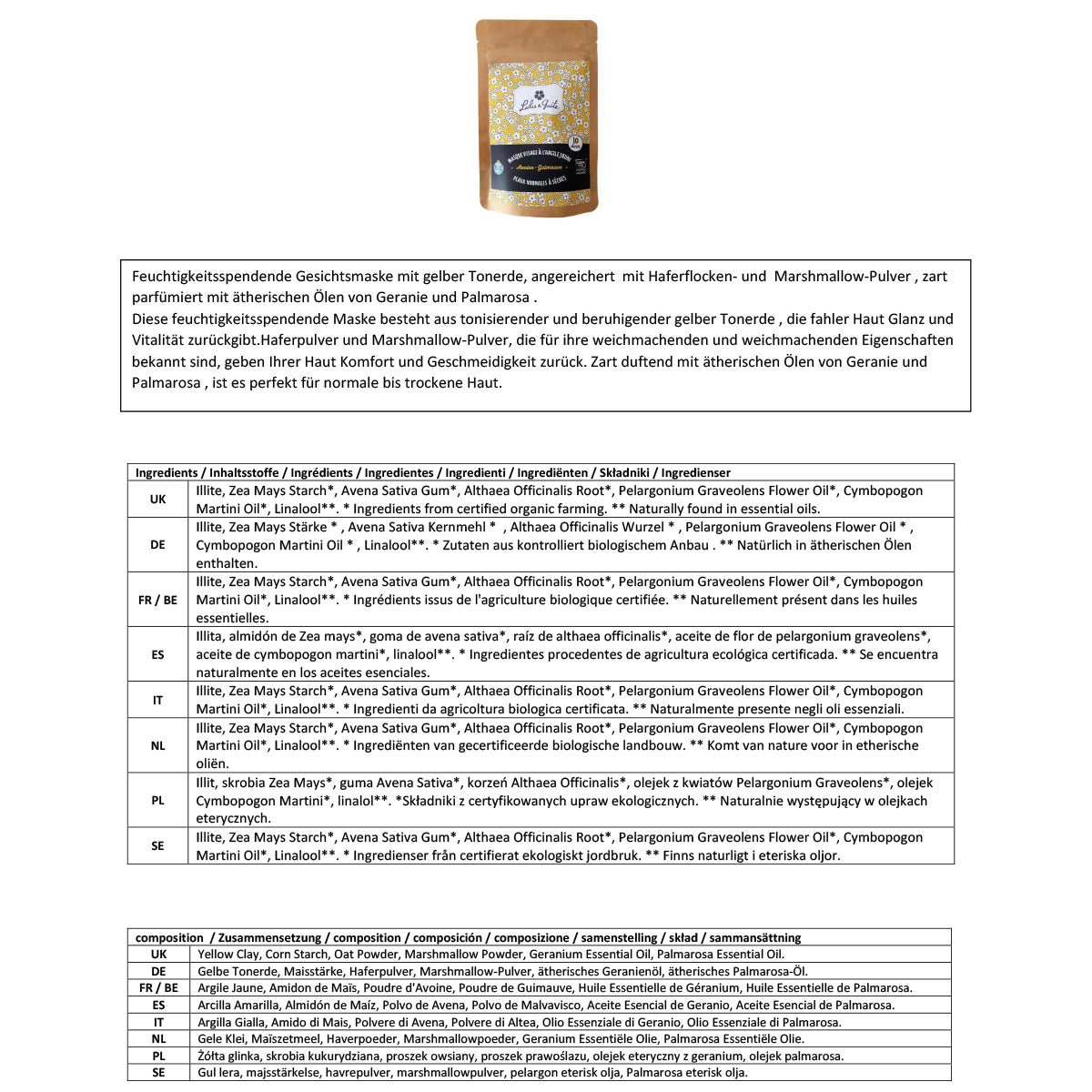 L&G Gesichtsmasken aus Frankreich: 10 Stk., verschiedene Tonerden aus Frankreich
