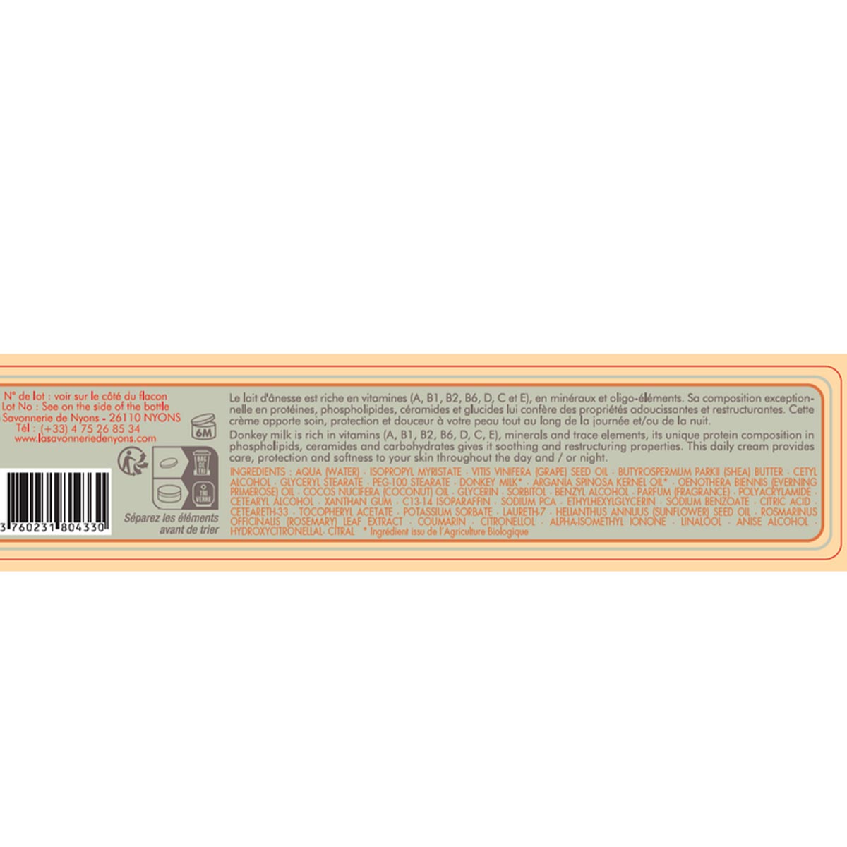 La Savonnerie De Nyons Bio Eselsmilch Gesichtscreme 40ml - Feuchtigkeitspflege