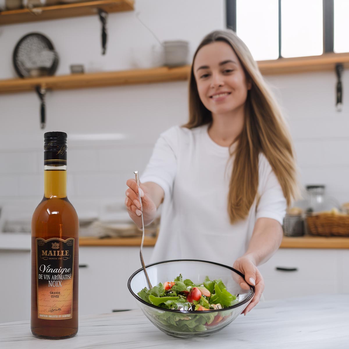 Maille Walnuss Essig – Französisches Gourmetaroma für Salate und Saucen, 500 ml