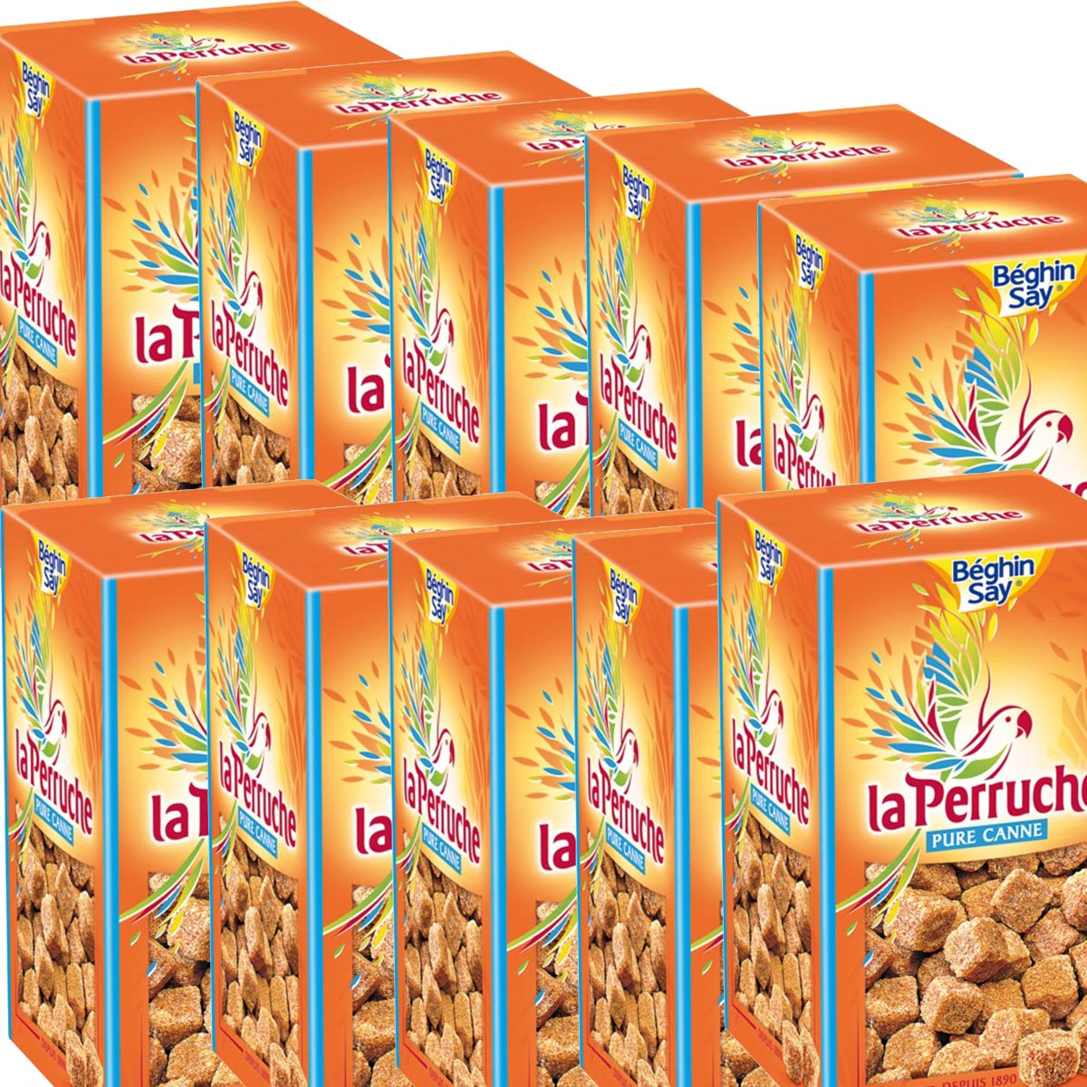 La Perruche Brauner natürlicher Würfel Rohrzucker 10 x 750 Gramm