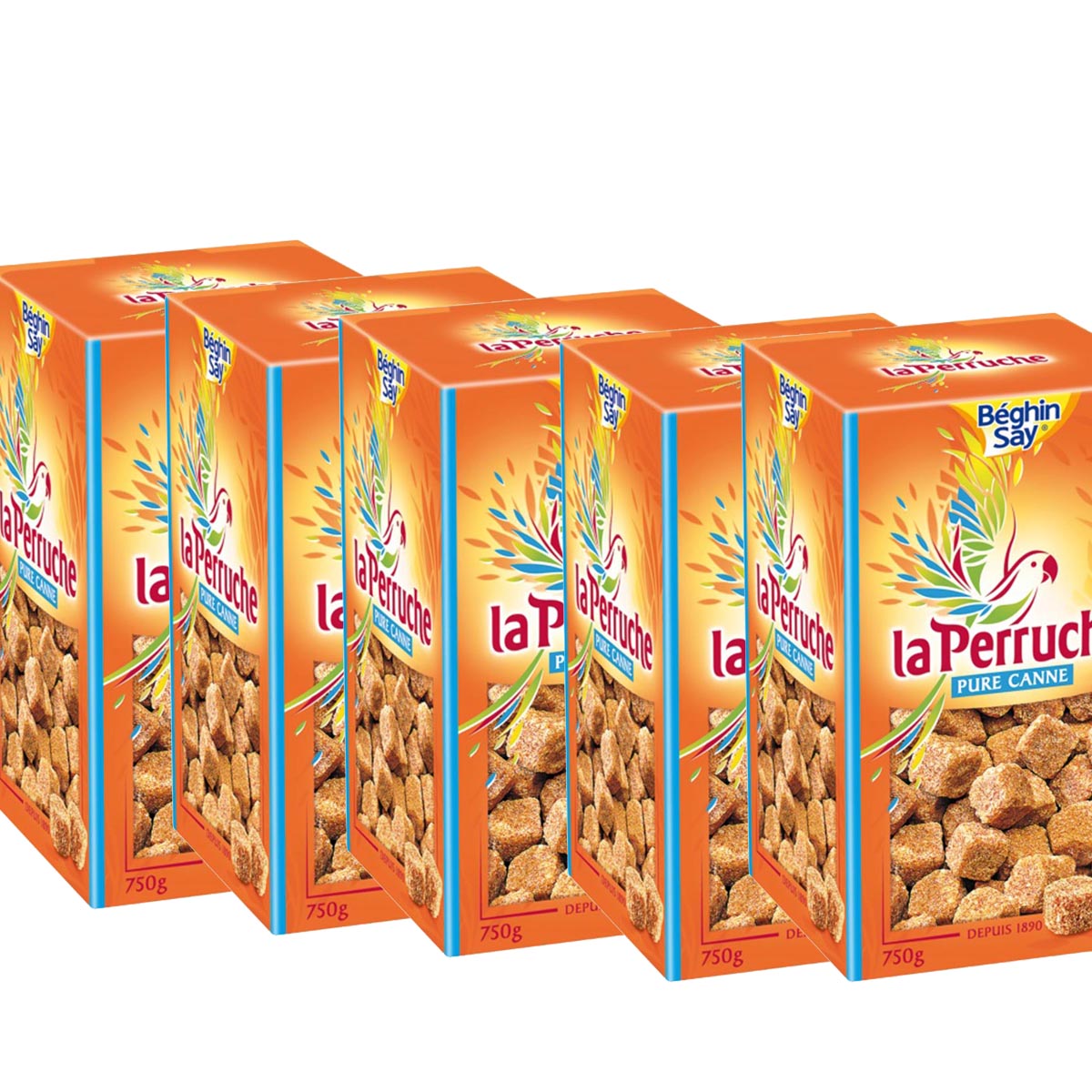 La Perruche Brauner natürlicher Würfel Rohrzucker 5 x 750 Gramm