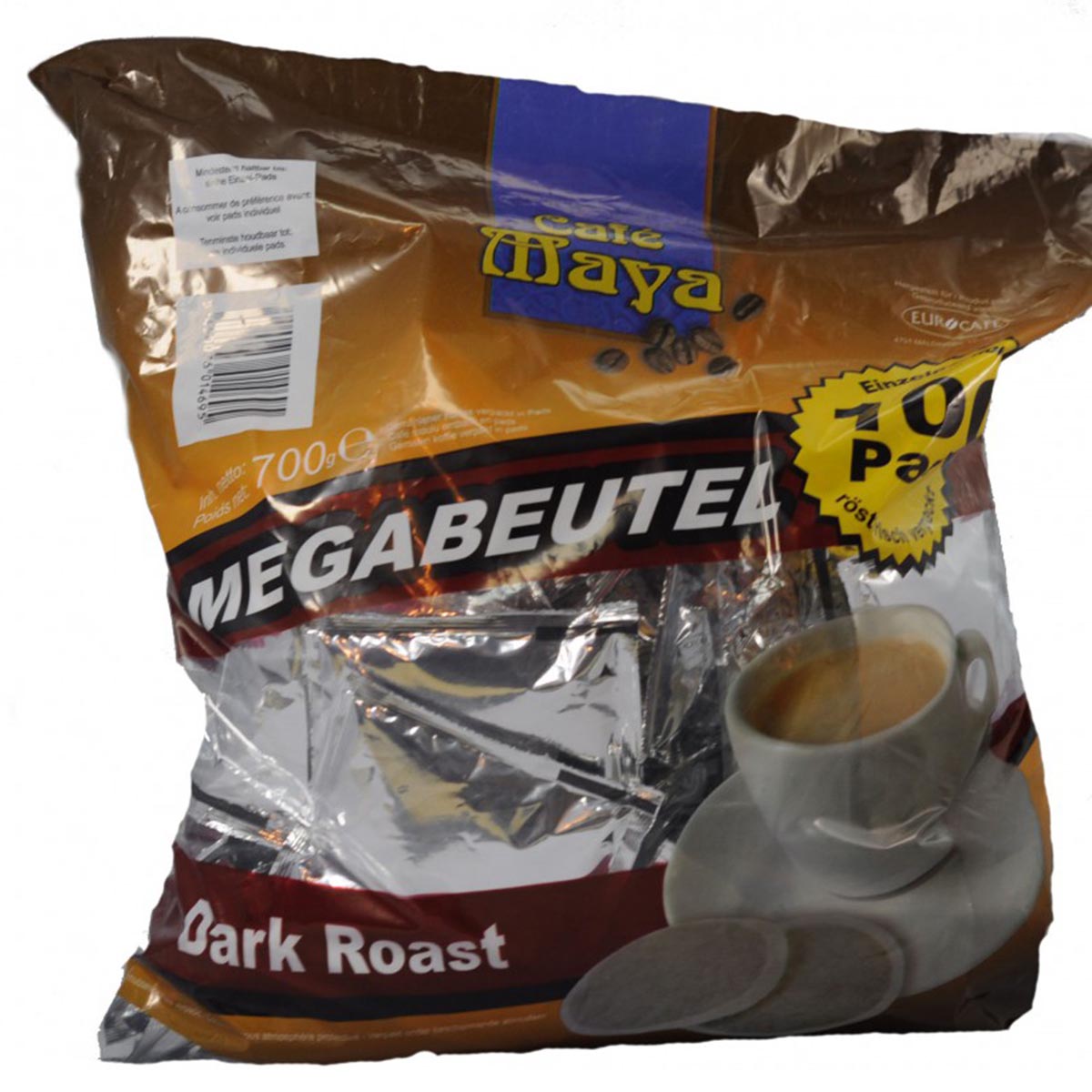 Eurocafe Grandioso Café Dark Roast - 100 Kaffeepads im Megapack, einzeln versiegelt