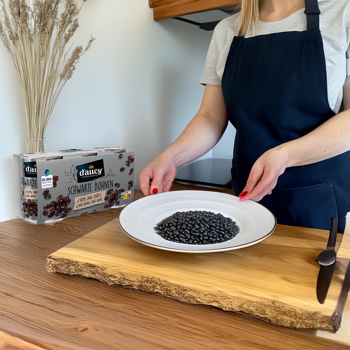 d'aucy Schwarze Bohnen - ohne Salz & Zuckerzusatz, ohne Konservierungsstoffe 3 x 110 Gr.