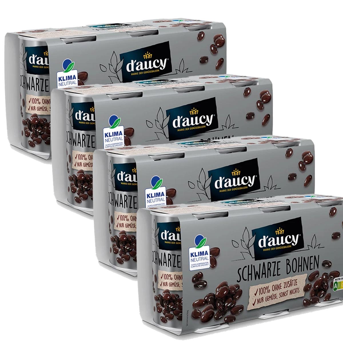 d'aucy Schwarze Bohnen - ohne Salz & Zuckerzusatz, ohne Konservierungsstoffe 3 x 110 Gr.