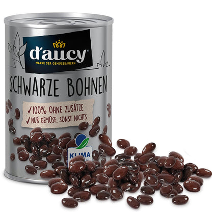 d'aucy Schwarze Bohnen - ohne Salz & Zuckerzusatz, ohne Konservierungsstoffe 3 x 110 Gr.