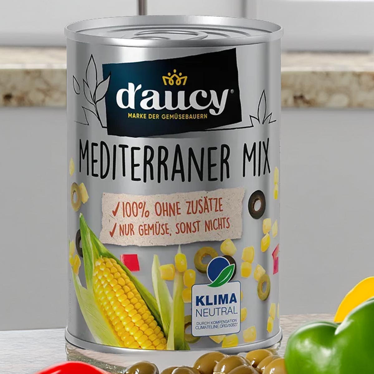 d'aucy Mediterraner Mix - 100% ohne Salz und Zuckerzusatz,    6x285g Dose