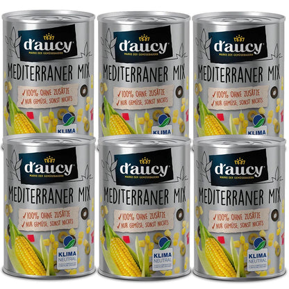 d'aucy Mediterraner Mix - 100% ohne Salz und Zuckerzusatz,    6x285g Dose