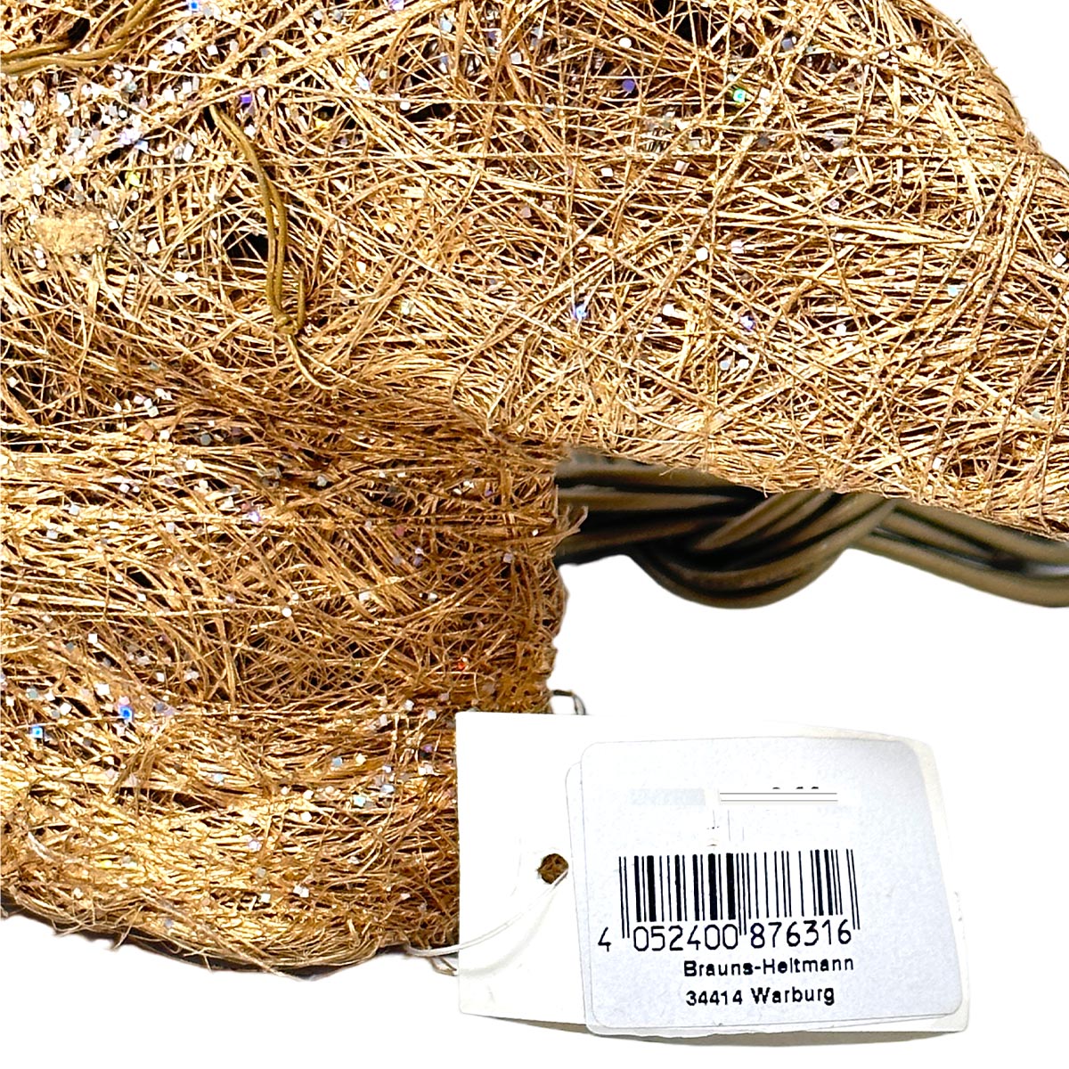 Sisal Tannenbaum / Christbaum mit 10tlg. Beleuchtung, gold, ca. 30cm,