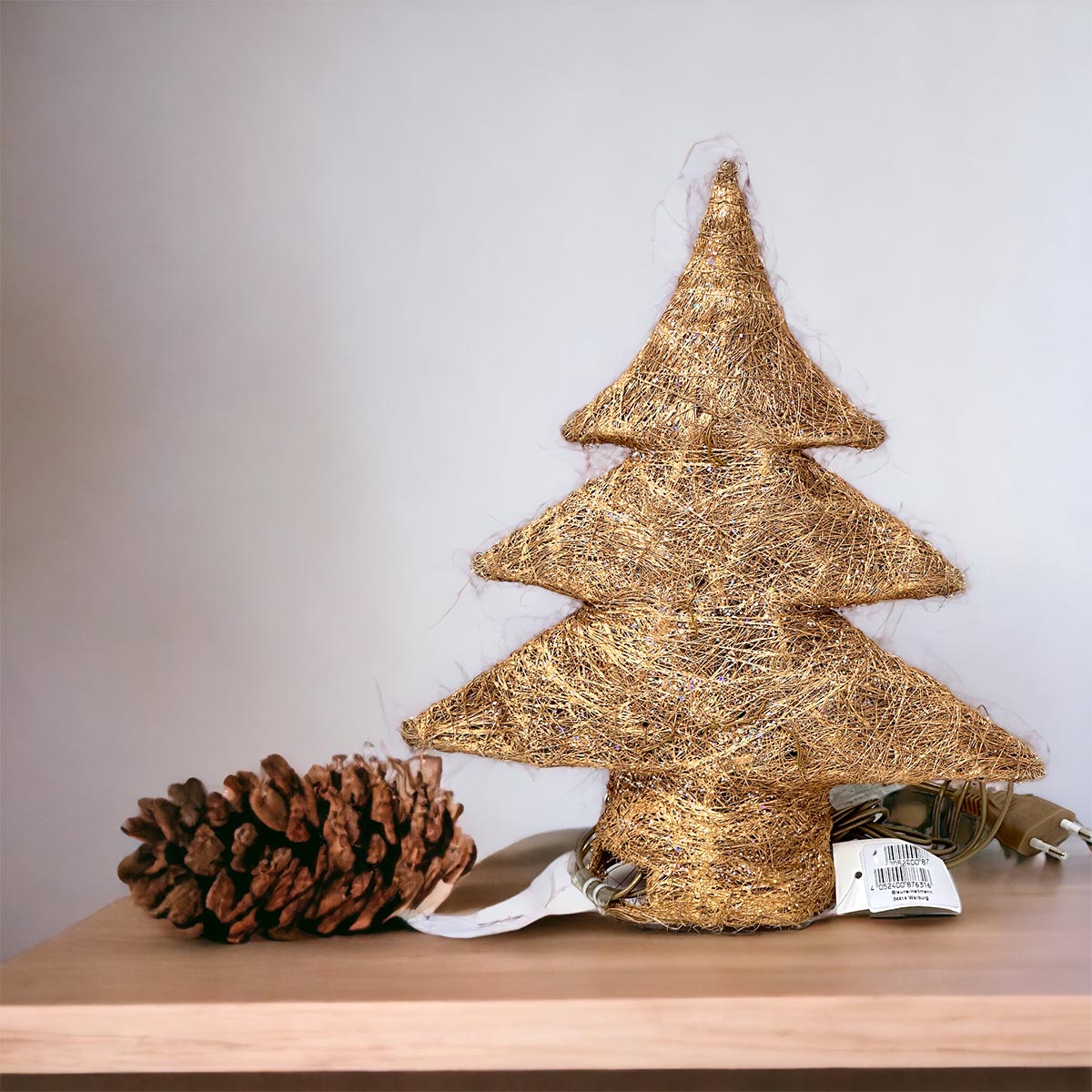 Sisal Tannenbaum / Christbaum mit 10tlg. Beleuchtung, gold, ca. 30cm,