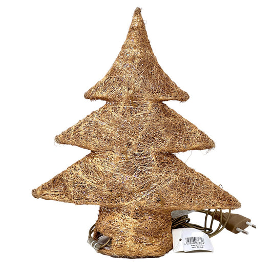 Sisal Tannenbaum / Christbaum mit 10tlg. Beleuchtung, gold, ca. 30cm,