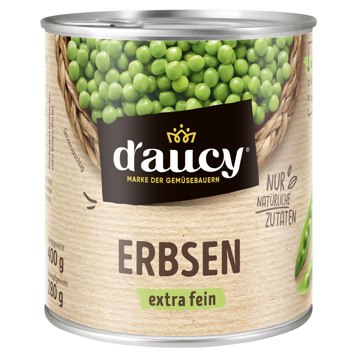 d'aucy Erbsen extra fein: Zarte Spitzenqualität aus Frankreich. 400g